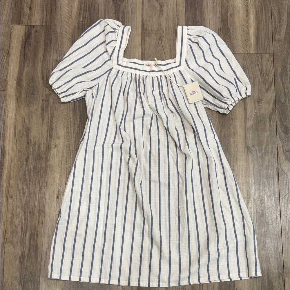 Faherty Blue and White Striped Womens Dress